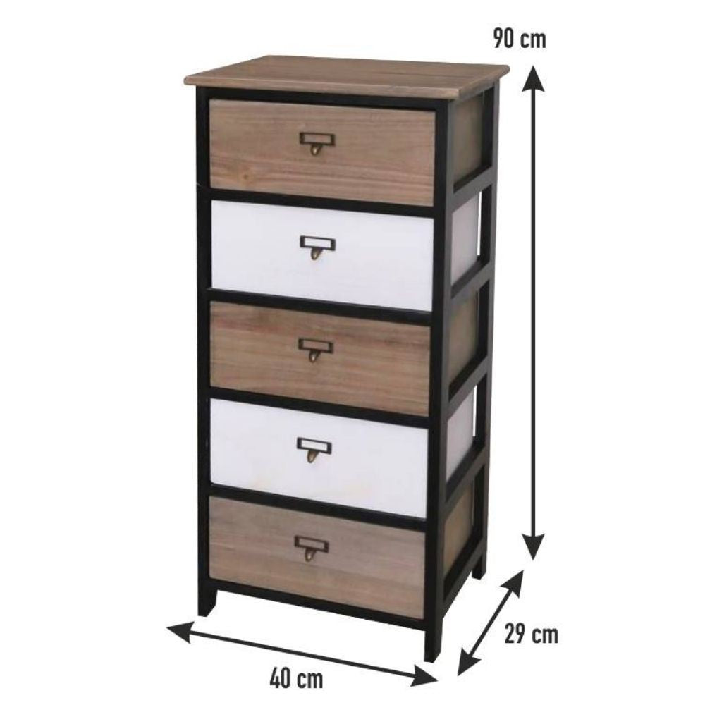 cassettiera industry 5 cassetti 40x29x90h cm b94945582, vista ambientata in corridoio o zona servizio