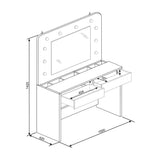 toeletta da trucco 1780 con specchio luci e cassetti bianco, finitura moderna e funzionale per ogni ambiente della casa