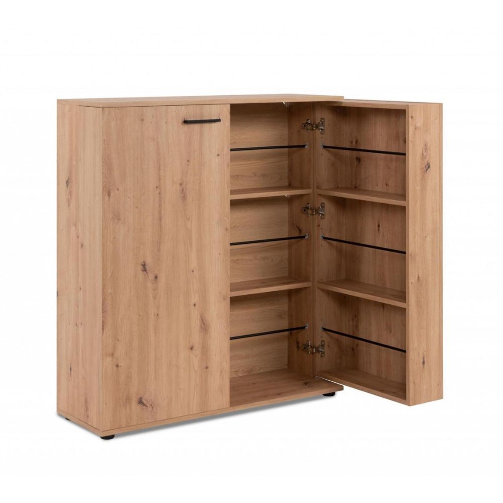 scarpiera satos02a rovere 2 ante e 8 ripiani, mobile versatile per riporre scarpe, accessori e oggetti vari