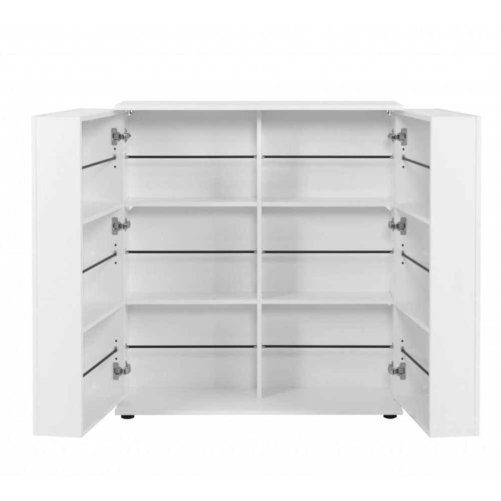 scarpiera satos02a bianca 2 ante e 8 ripiani, ripiani regolabili per adattarsi a ogni esigenza