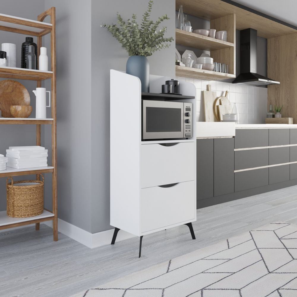 mobile multiuso gorki con cassetti bianco e ripiano retro grey, mobile multiuso compatto per lavanderia, cucina o ingresso