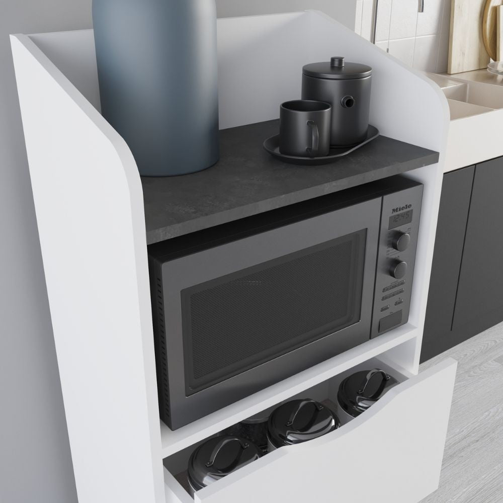 mobile multiuso gorki con cassetti bianco e ripiano retro grey, finitura moderna e funzionale per ogni ambiente della casa