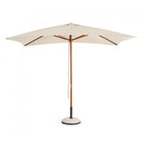 ombrellone da giardino syros in legno e acciaio, telo beige 2×3, ombrellone da esterno con struttura in alluminio resistente