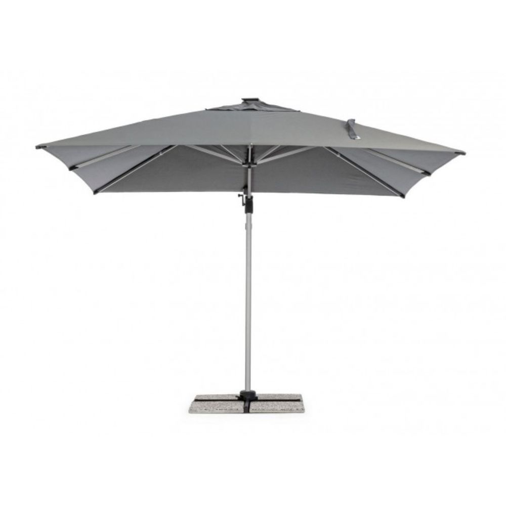 ombrellone a braccio ines con luci led in alluminio anodizzato e telo grigio scuro 3×3, ideale per creare zone d’ombra in...