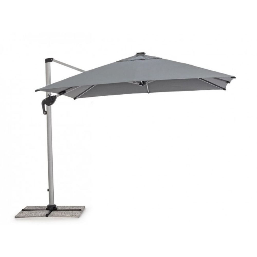 ombrellone a braccio ines con luci led in alluminio anodizzato e telo grigio scuro 3×3, design elegante e funzionale per...