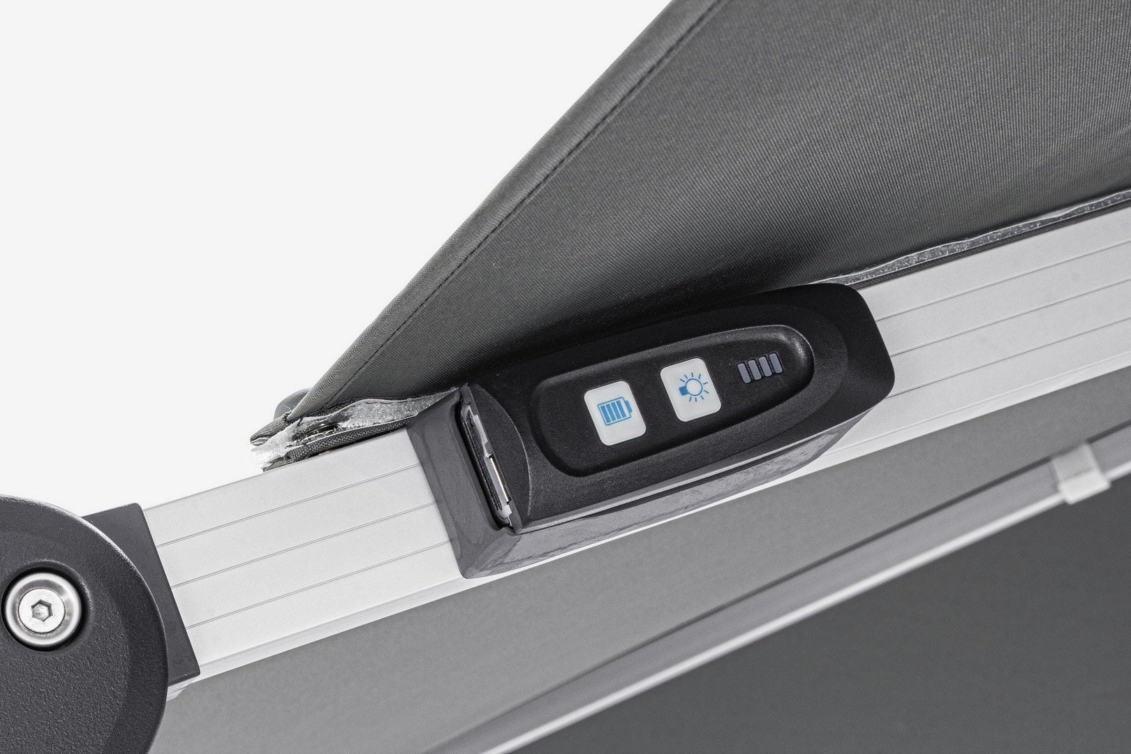 ombrellone a braccio ines con luci led in alluminio anodizzato e telo grigio scuro 3×3, ombrellone reclinabile o con braccio...