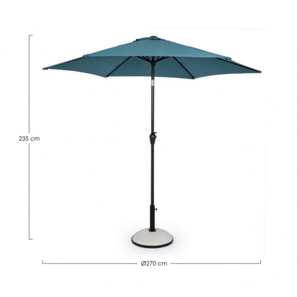ombrellone rotondo kalife con palo centrale in alluminio e telo blu 2,7m, telo in tessuto impermeabile per protezione solare