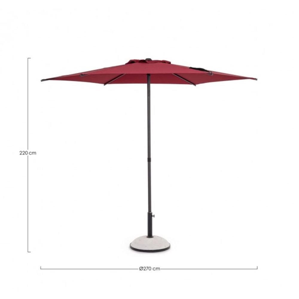 ombrellone da giardino samba con palo centrale in acciaio e telo rosso, telo in tessuto impermeabile per protezione solare