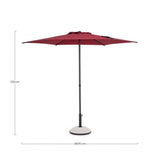 ombrellone da giardino samba con palo centrale in acciaio e telo rosso, telo in tessuto impermeabile per protezione solare