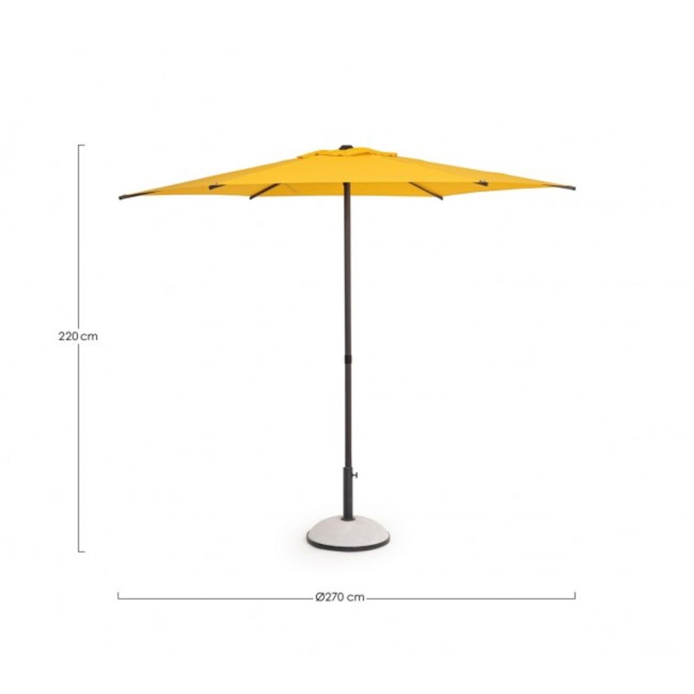 ombrellone da giardino samba con palo centrale in acciaio e telo giallo, telo in tessuto impermeabile per protezione solare