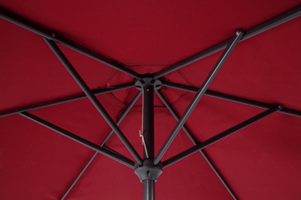 ombrellone rotondo kalife con palo centrale in alluminio e telo rosso 2,7m, design elegante e funzionale per spazi outdoor