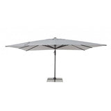 ombrellone a sospensione vega con palo in alluminio e telo grigio 3×3, vista ambientata su terrazzo, patio o bordo piscina