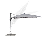 ombrellone a sospensione vega con palo in alluminio e telo grigio 3×3, ombrellone reclinabile o con braccio decentrato
