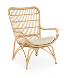 poltrona lounge con poggiapiedi maela effetto rattan, vista ambientata in terrazzo, giardino o veranda
