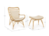 poltrona lounge con poggiapiedi maela effetto rattan, design ergonomico ideale per l’arredo esterno