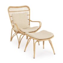 Poltrona lounge con poggiapiedi MAELA effetto rattan