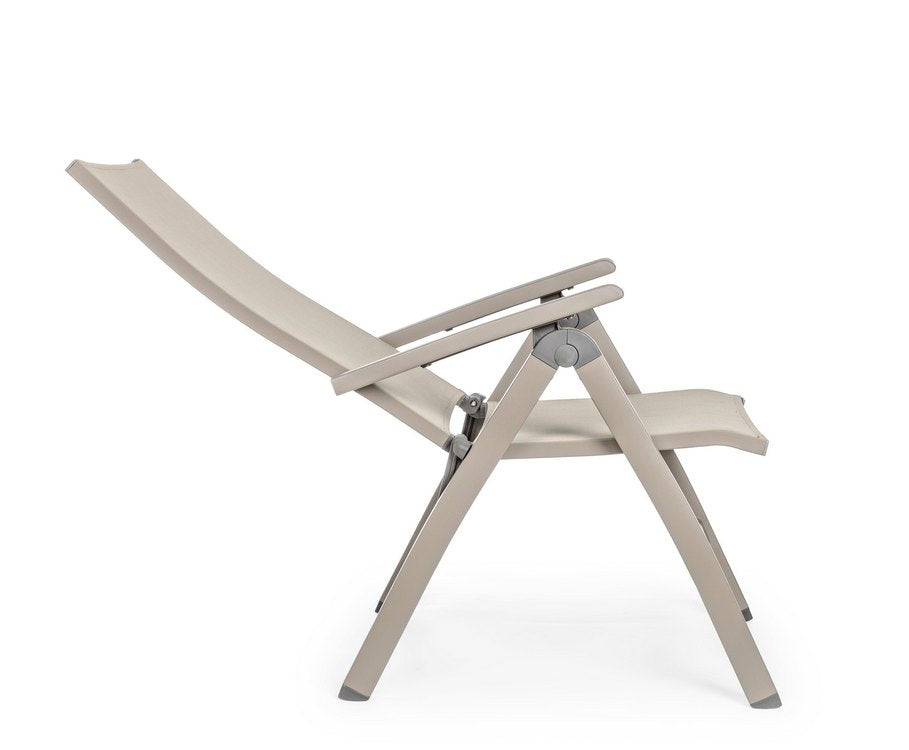 poltrona reclinabile victor in alluminio tortora, pieghevole, poltrona da giardino leggera e facile da spostare