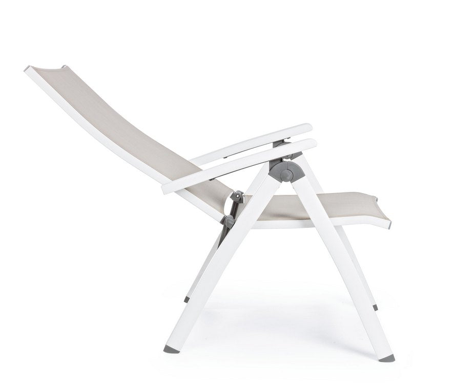 poltrona reclinabile cruise in alluminio bianco, pieghevole, perfetta per rilassarsi all’aperto con stile e comfort