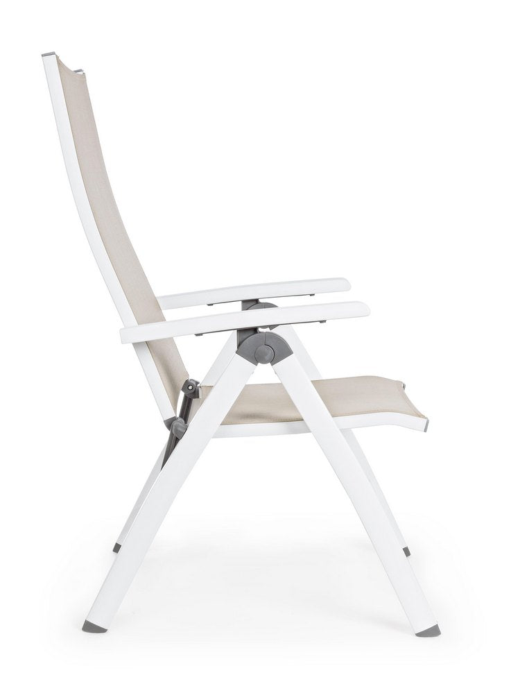 poltrona reclinabile cruise in alluminio bianco, pieghevole, design ergonomico ideale per l’arredo esterno