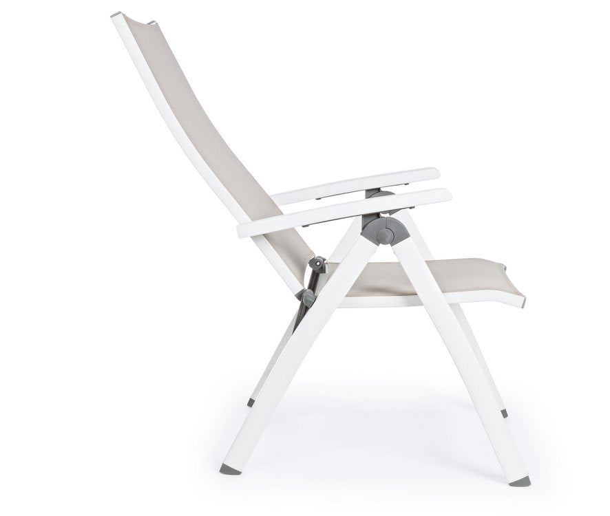 poltrona reclinabile cruise in alluminio bianco, pieghevole, poltrona da giardino leggera e facile da spostare