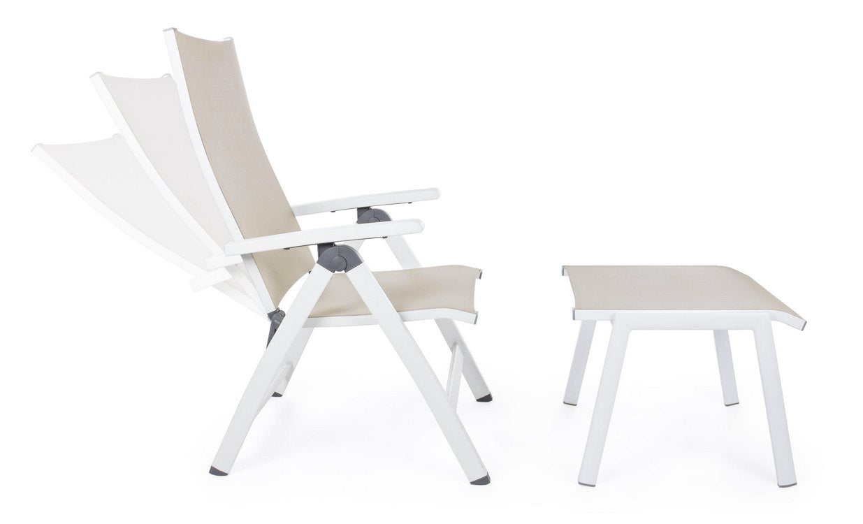 poltrona reclinabile cruise in alluminio bianco, pieghevole, disponibile in vari stili per spazi moderni o rustici