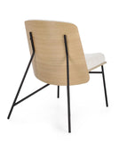 poltrona emerson in tessuto effetto bouclé avorio e gambe in acciaio nero, struttura in legno naturale, perfetta per...