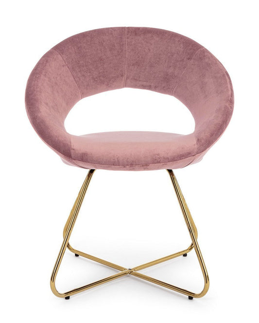 set di 2 poltroncine vanity oro velluto rosa, vista ambientata in soggiorno o angolo lettura