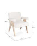 poltrona faiza in tessuto effetto bouclé avorio e gambe in legno rubberwood, ideale per creare un angolo relax in casa