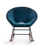 poltrona a dondolo annika grigio, dettaglio del rivestimento in tessuto o velluto