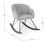 poltrona sibilla in tessuto effetto bouclé grigio chiaro e base in legno rubberwood, ideale per creare un angolo relax in...