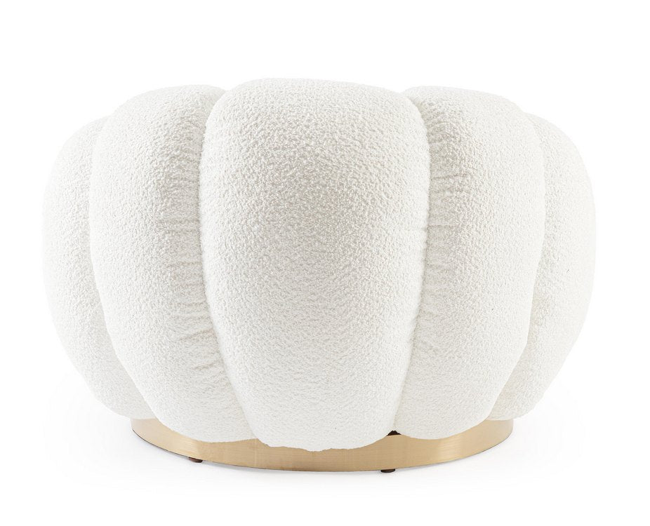 poltrona girevole florel in tessuto effetto bouclé bianco, perfetta per aggiungere comfort ed eleganza all’arredamento