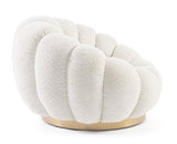 poltrona girevole florel in tessuto effetto bouclé naturale, dettaglio del rivestimento in tessuto o velluto