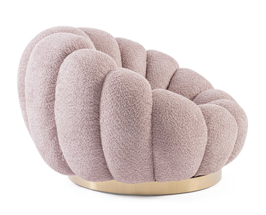 poltrona girevole florel in tessuto effetto rosa antico, dettaglio del rivestimento in tessuto o velluto