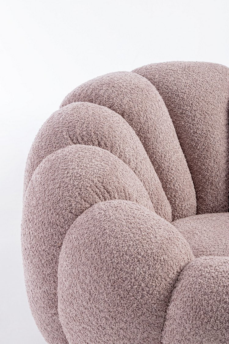 poltrona girevole florel in tessuto effetto rosa antico, ideale per creare un angolo relax in casa