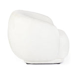 poltrona tecla in tessuto effetto bouclé bianco, dettaglio del rivestimento in tessuto o velluto