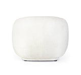 poltrona tecla in tessuto effetto bouclé bianco, stile contemporaneo con braccioli comodi e seduta avvolgente