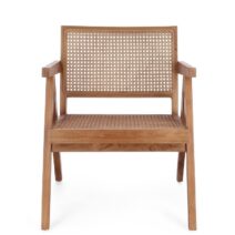 Poltrona lounge GALIA in legno di teak naturale e rattan