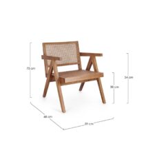 Poltrona lounge GALIA in legno di teak naturale e rattan