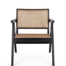 Poltrona lounge GALIA in legno di teak nero e rattan