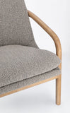 poltrona elaide in tessuto effetto bouclé grigio e struttura in legno rubberwood, struttura in legno o metallo resistente e...