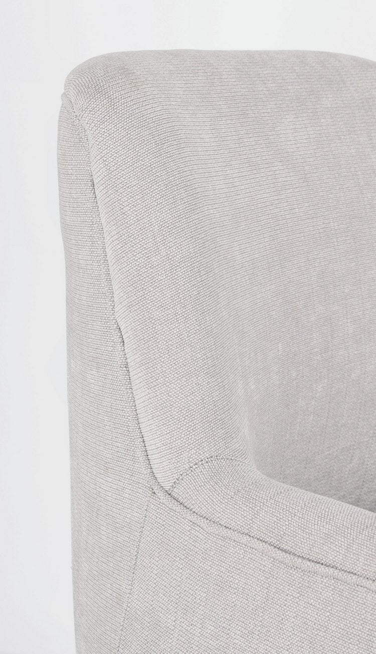 poltrona ernestine in tessuto grigio chiaro e gambe in acciaio verniciato nero, stile contemporaneo con braccioli comodi e...