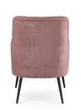 poltrona ernestine in tessuto rosa scuro e gambe in acciaio verniciato nero, perfetta per aggiungere comfort ed eleganza...
