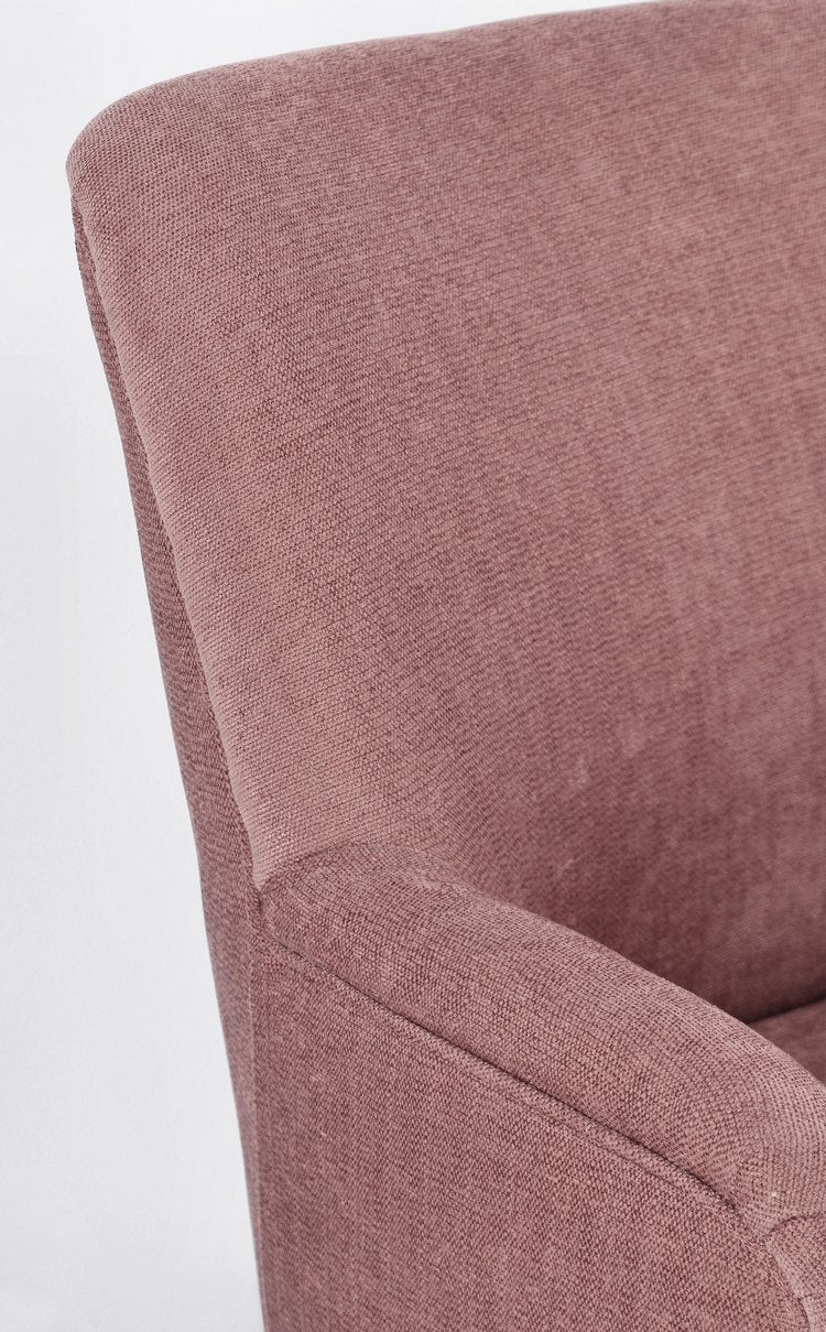 poltrona ernestine in tessuto rosa scuro e gambe in acciaio verniciato nero, stile contemporaneo con braccioli comodi e...