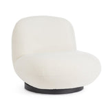 poltrona girevole margot in tessuto effetto bouclé bianco, poltrona imbottita con struttura solida e design moderno