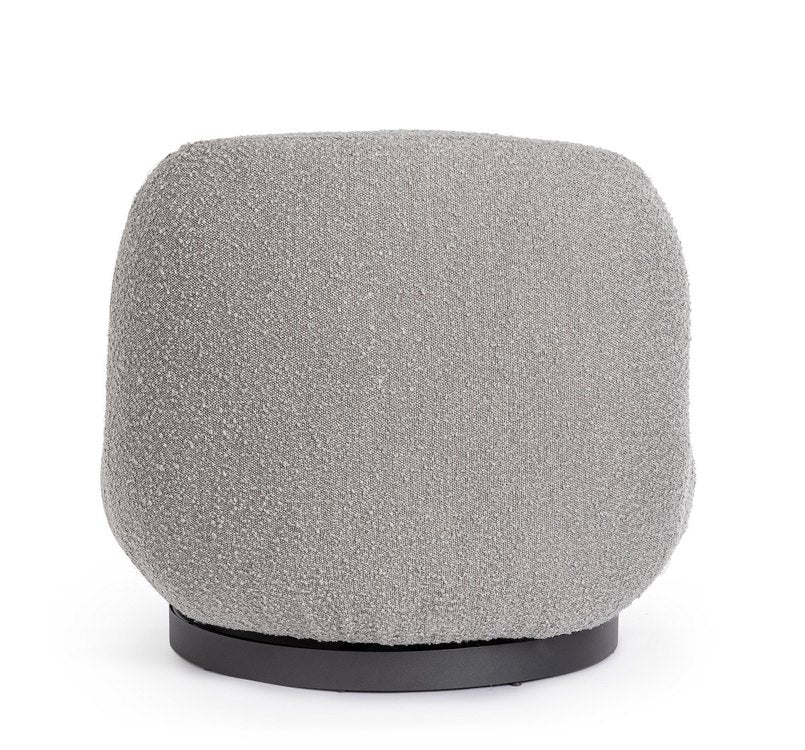 poltrona girevole margot in tessuto effetto bouclé grigio, perfetta per aggiungere comfort ed eleganza all’arredamento