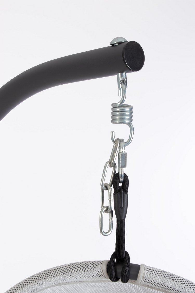 poltrona sospesa algar pieghevole, in acciaio antracite e copertura grigia, arredo outdoor pratico e accogliente per ogni...