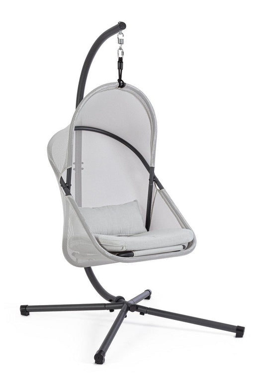 poltrona sospesa algar pieghevole, in acciaio antracite e copertura grigia, poltrona outdoor con struttura resistente alle...