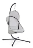 poltrona sospesa algar pieghevole, in acciaio antracite e copertura grigia, poltrona outdoor con struttura resistente alle...