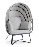 poltrona eldon in acciaio antracite e copertura grigia, poltrona outdoor con struttura resistente alle intemperie