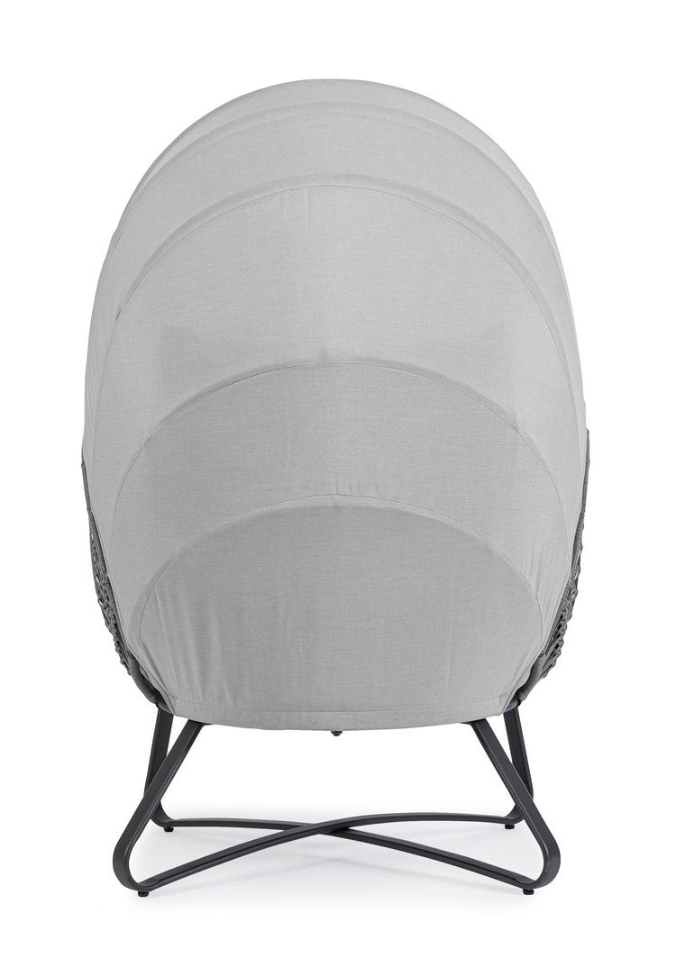 poltrona eldon in acciaio antracite e copertura grigia, perfetta per rilassarsi all’aperto con stile e comfort